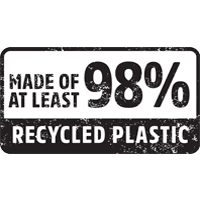 Gemaakt van minimaal 98 procent recycled plastic